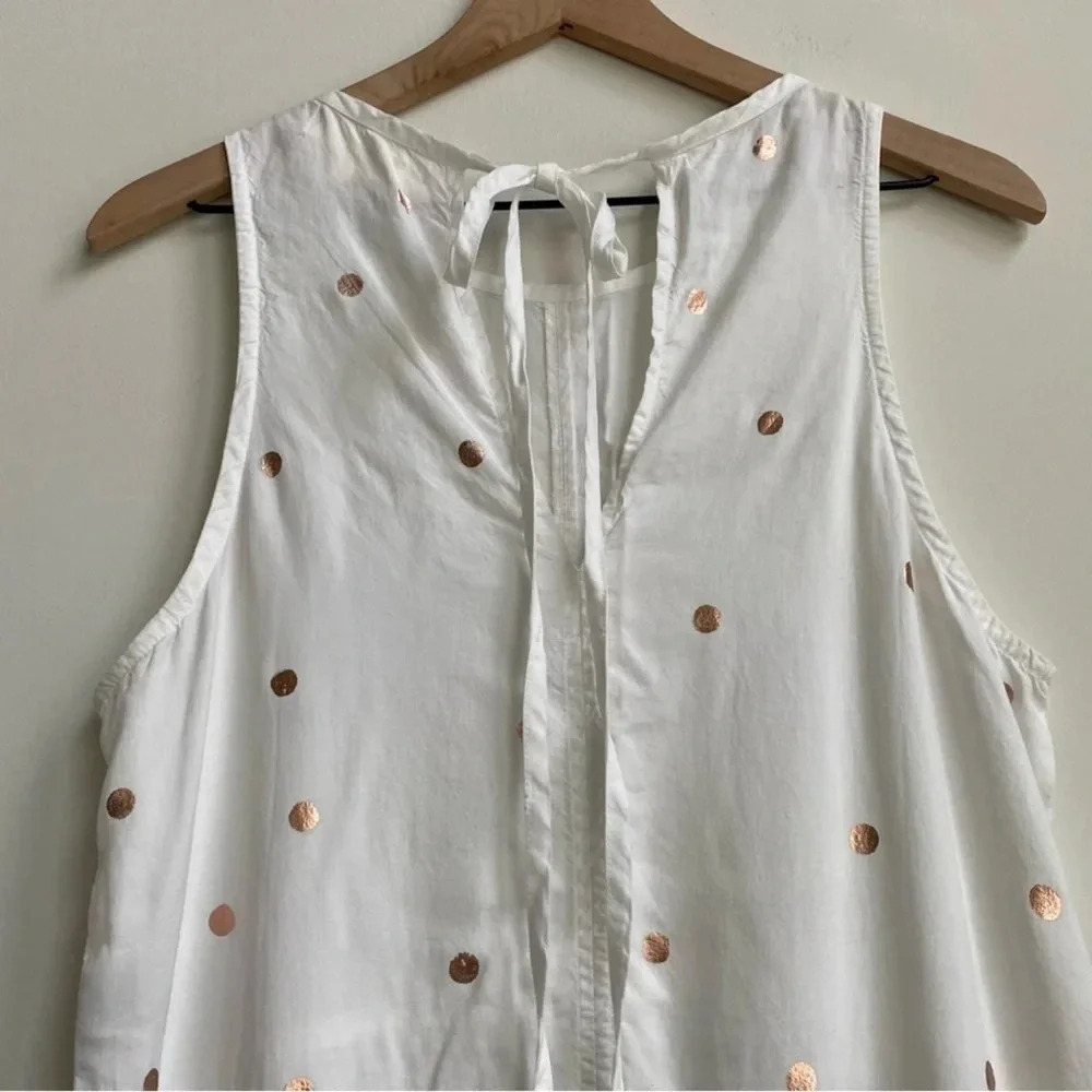 Anthropologie Cloth & Stone Polka Dot Seamed Dress Foil Print White Size Medium - Picture 5 of 9